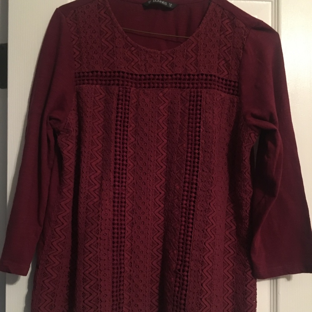 Dunes Burgundy 3/4 Sleeves Blouse